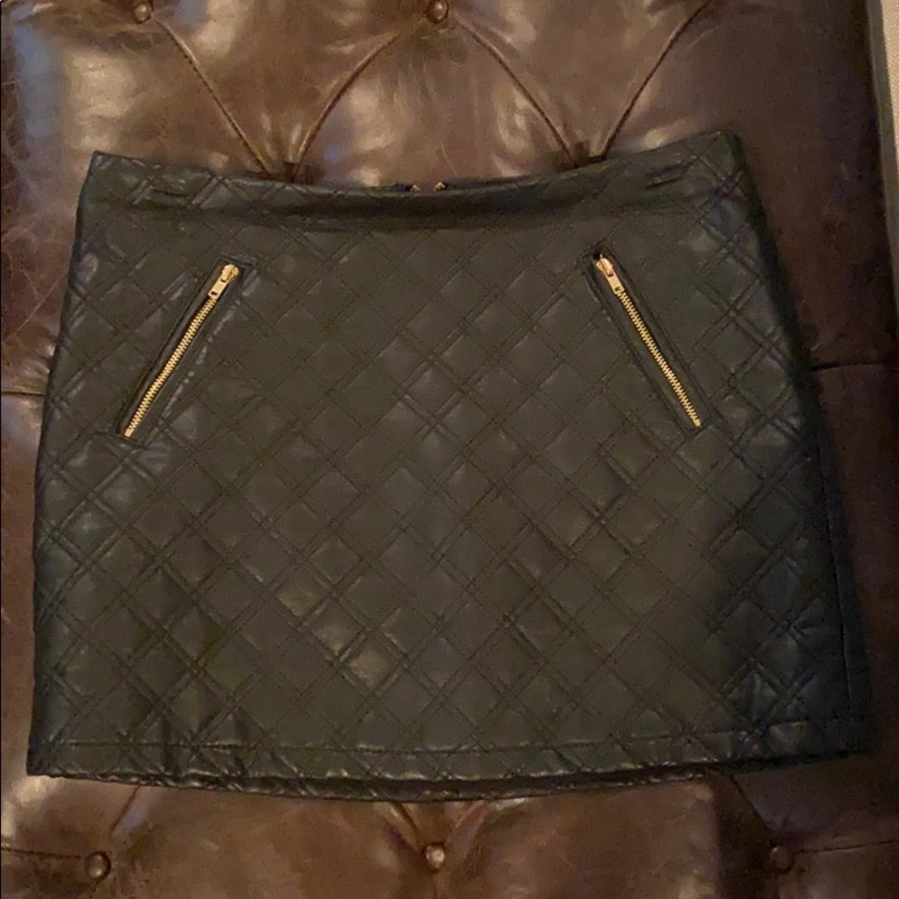 Faux black leather skirt